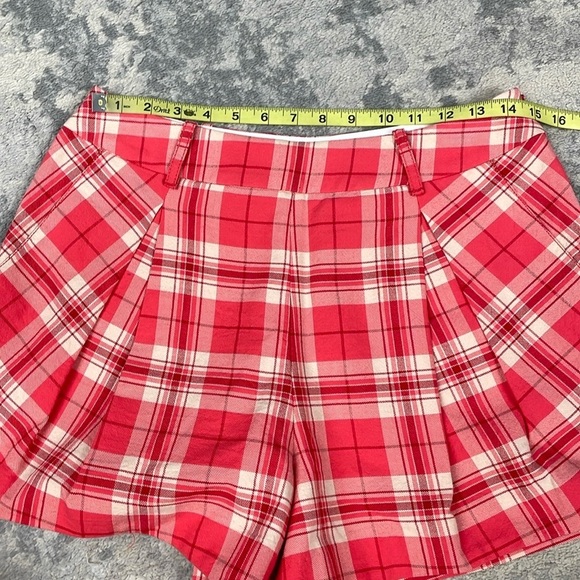 New Smythe Pleated Plaid Walking Shorts in Watermelon Plaid Red Sz 6 - Picture 9 of 12